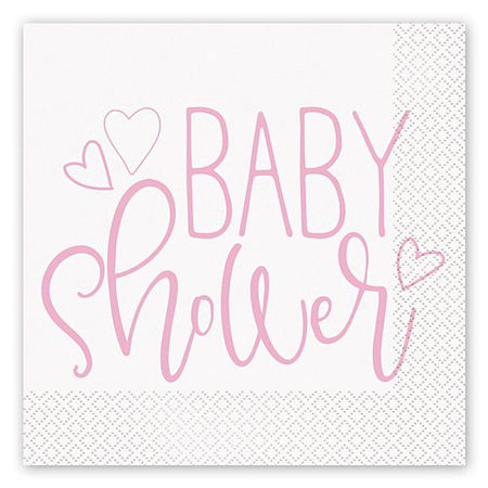 Pink Hearts Baby Shower Luncheon Napkins - Pack of 16