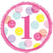 Pink Dots First Birthday Round Foil Balloon - 18