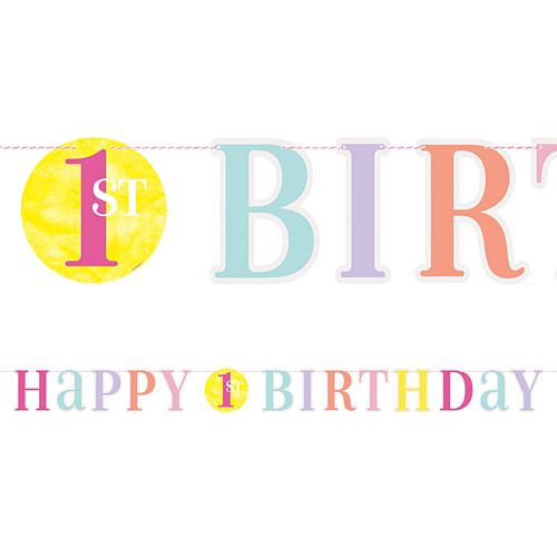 Pink Dots First Birthday Letter Banner - 1.8m