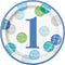 Blue Dots First Birthday Round Dinner Plates - 9