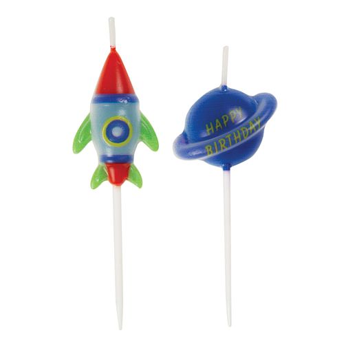 Outer Space Birthday Pick Candles - Pack of 6