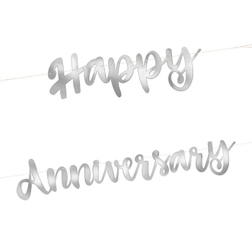 Silver 'Happy Anniversary' Letter Banner