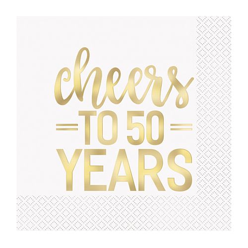 Cheers to 50 Years Golden Anniversary Napkins - Pack of 16