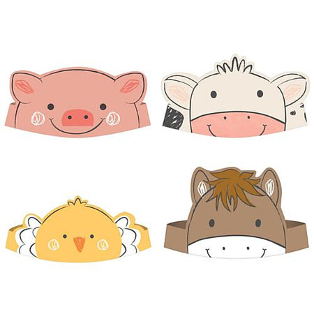 Barnyard Birthday Paper Crowns - Pack of 8