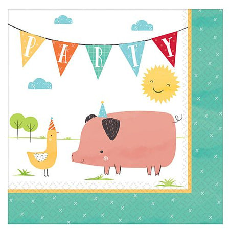 Barnyard Birthday Luncheon Napkins - 33cm - Pack of 16