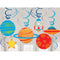 Blast Off Birthday Swirl Decorations - Pack of 12