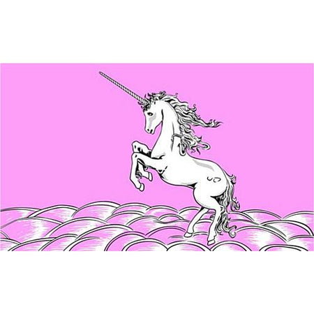 Pink Unicorn Polyester Fabric Flag 5ft x 3ft