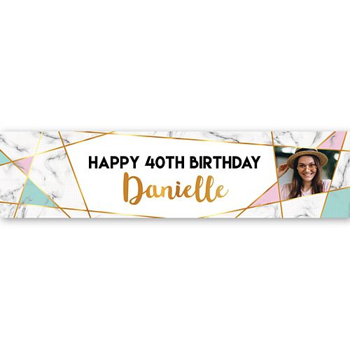 Marble Effect Personalised Photo Banner - 1.2m
