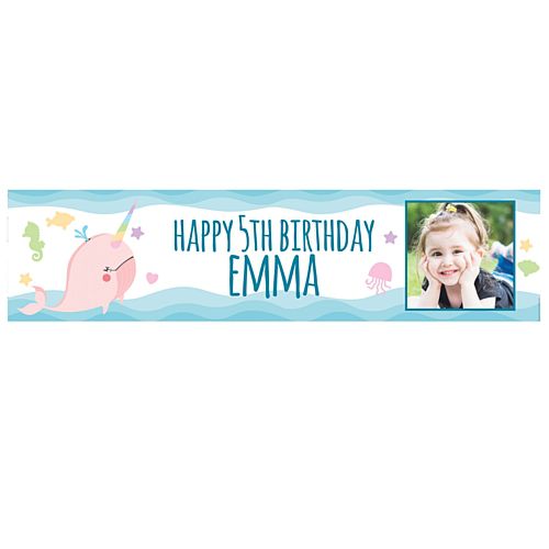 Narwhal Personalised Photo Banner - 1.2m