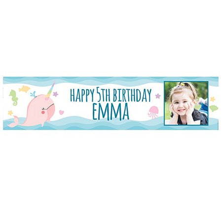 Narwhal Personalised Photo Banner - 1.2m