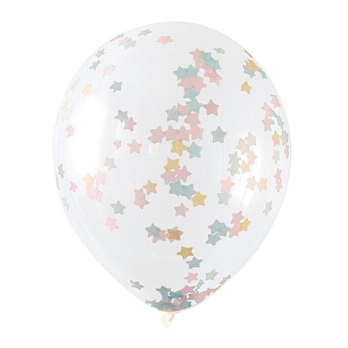 Pink, Blue and Gold Star Confetti Balloons - 15" - Pack of 5