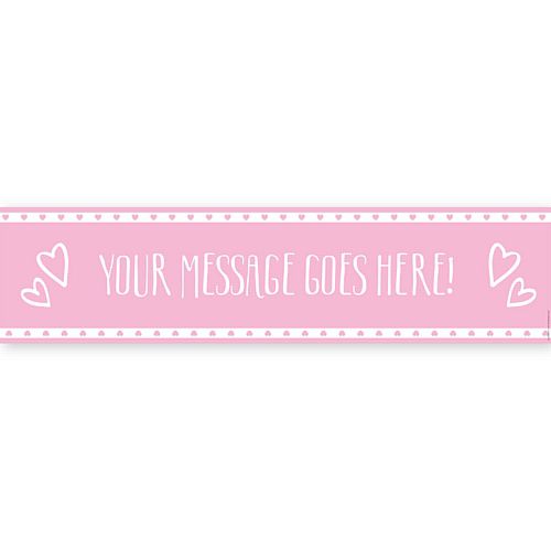 Pink Hearts Personalised Banner - 1.2m