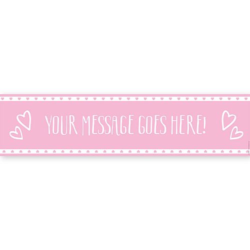 Pink Hearts Personalised Banner - 1.2m