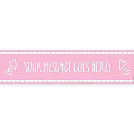 Pink Hearts Personalised Banner - 1.2m