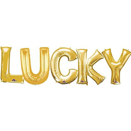 LUCKY Gold Foil Letter Balloon Pack - 40cm