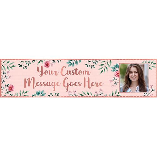 Rose Gold Floral Personalised Photo Banner - 1.2m