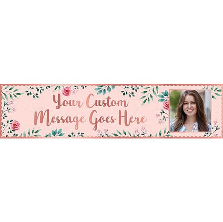 Rose Gold Floral Personalised Photo Banner - 1.2m