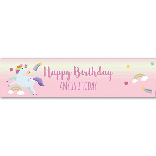 Pink Unicorn Personalised Banner - 1.2m