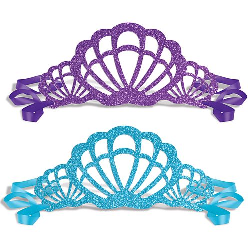 Glittered Mermaid Tiaras - Pack of 6
