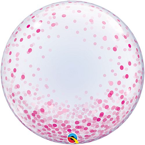 Pink Printed Confetti Dots Clear Bubble Balloon - 24"