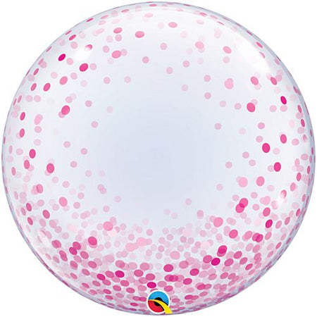 Pink Printed Confetti Dots Clear Bubble Balloon - 24