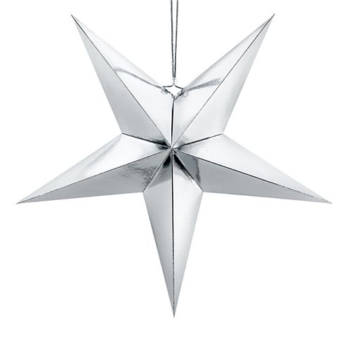Silver Star Hanging Decoration - 30cm