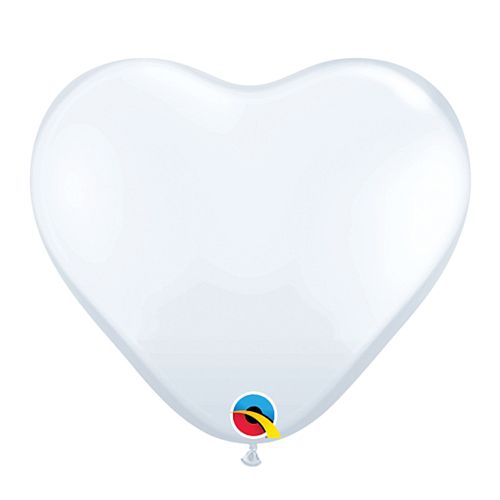 White Heart Mini Shape Latex Balloons - 6" - Pack of 10