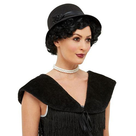 1920's Instant Dress Up Kit - Black Hat and Fur Stole