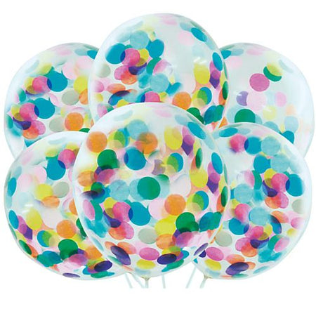 Multicolour Confetti Latex Balloons - 12