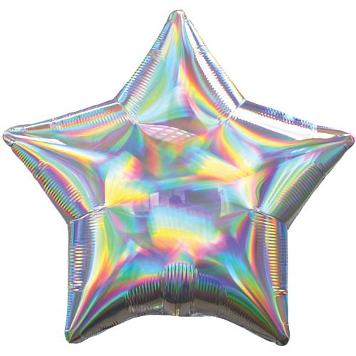 Silver Iridescent Foil Star Balloon - 18"