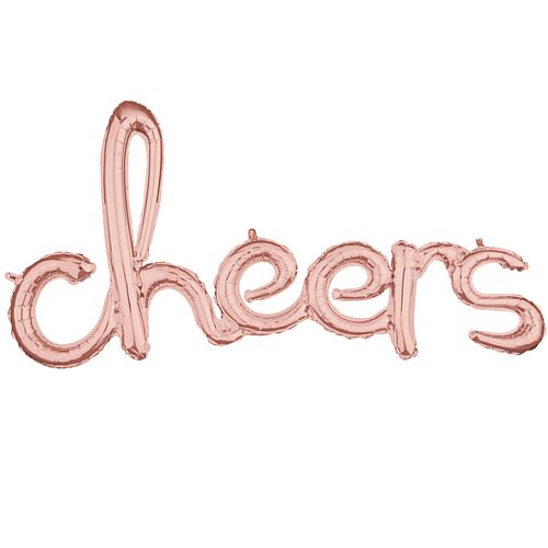 Cheers Rose Gold Script Phrase Air-Fill Foil Balloon - 40"