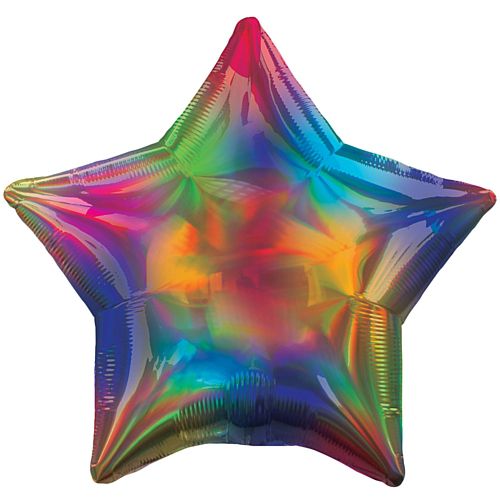 Rainbow Iridescent Foil Star Balloon - 18"