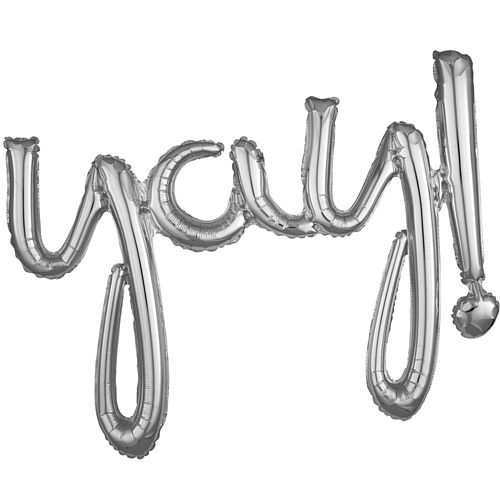 Yay! Silver Script Phrase Air-Fill Foil Balloon - 35"