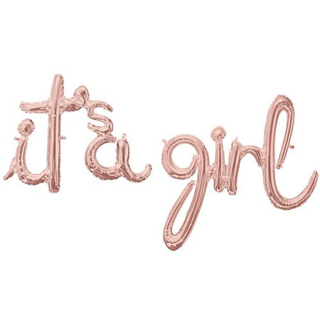 It's a Girl Baby Rose Gold Phrase Balloon - 1.4m
