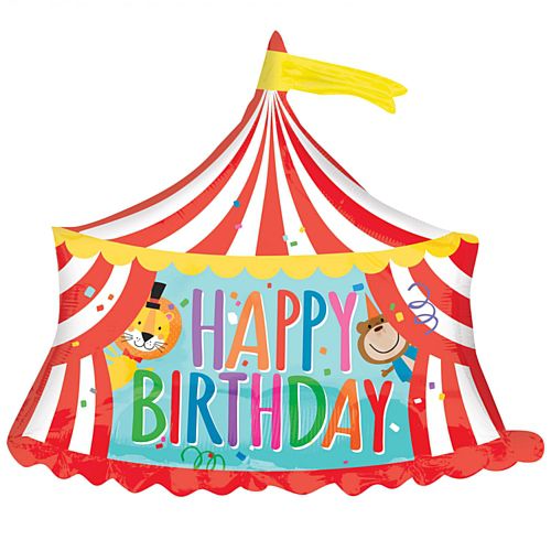 Circus Tent 'Happy Birthday' Supershape Foil Balloon - 28"