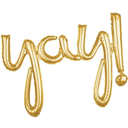 Yay! Gold Script Phrase Air-Fill Foil Balloon - 35"