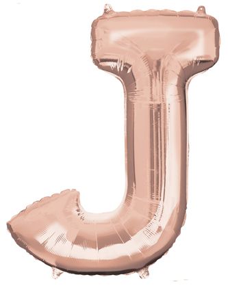 Rose Gold Letter 'J' Air Filled Foil Balloon - 16"