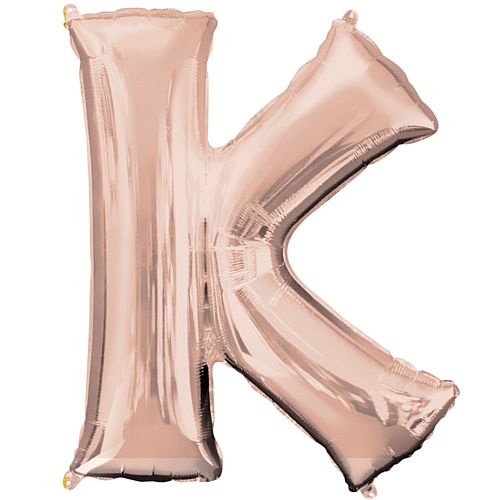 Rose Gold Letter 'K' Air Filled Foil Balloon - 16"