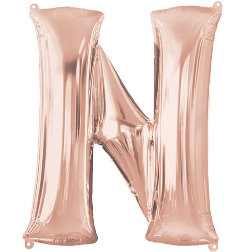 Rose Gold Letter 'N' Air Filled Foil Balloon - 16"