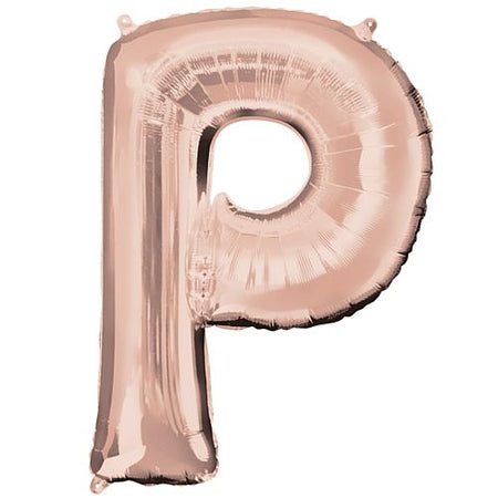 Rose Gold Letter 'P' Air Filled Foil Balloon - 16