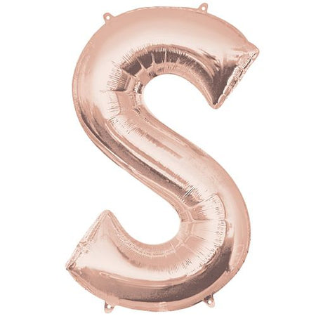 Rose Gold Letter 'S' Air Filled Foil Balloon - 16