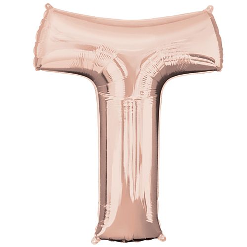 Rose Gold Letter 'T' Air Filled Foil Balloon - 16"