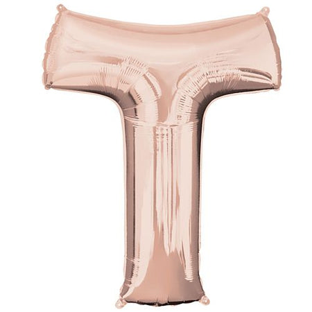 Rose Gold Letter 'T' Air Filled Foil Balloon - 16