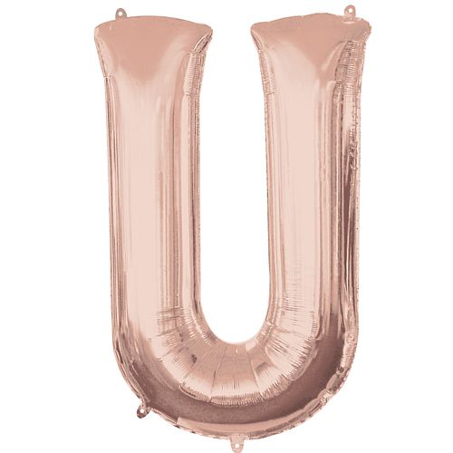 Rose Gold Letter 'U' Air Filled Foil Balloon - 16"