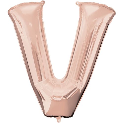 Rose Gold Letter 'V' Air Filled Foil Balloon - 16"