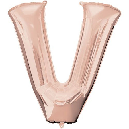 Rose Gold Letter 'V' Air Filled Foil Balloon - 16