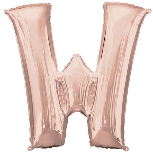 Rose Gold Letter 'W' Air Filled Foil Balloon - 16"
