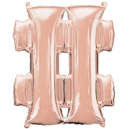 Rose Gold '#' Air Filled Hashtag Foil Balloon - 16