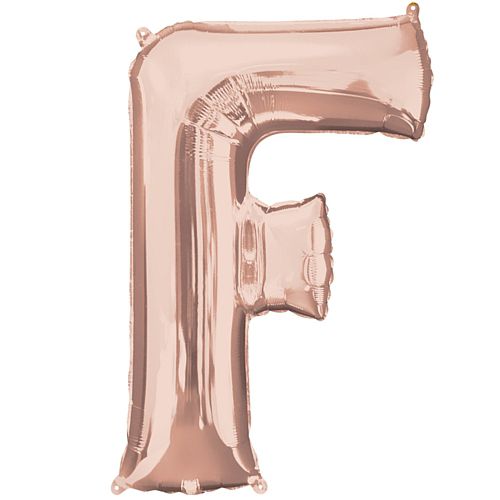 Rose Gold Letter 'F' Air Filled Foil Balloon - 16"