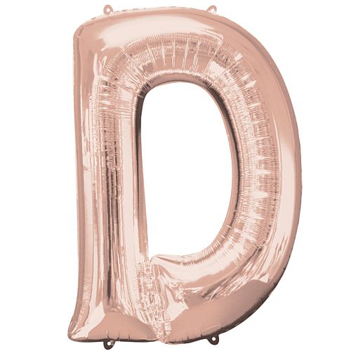 Rose Gold Letter 'D' Air Filled Foil Balloon - 16"